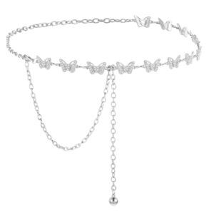 3564 Women Butterfly Waist Chain Belt, Alloy Rhinestones Belts